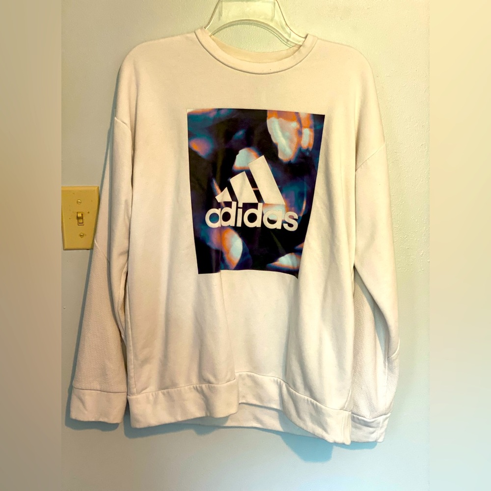 White oversized Adidas crew neck size small